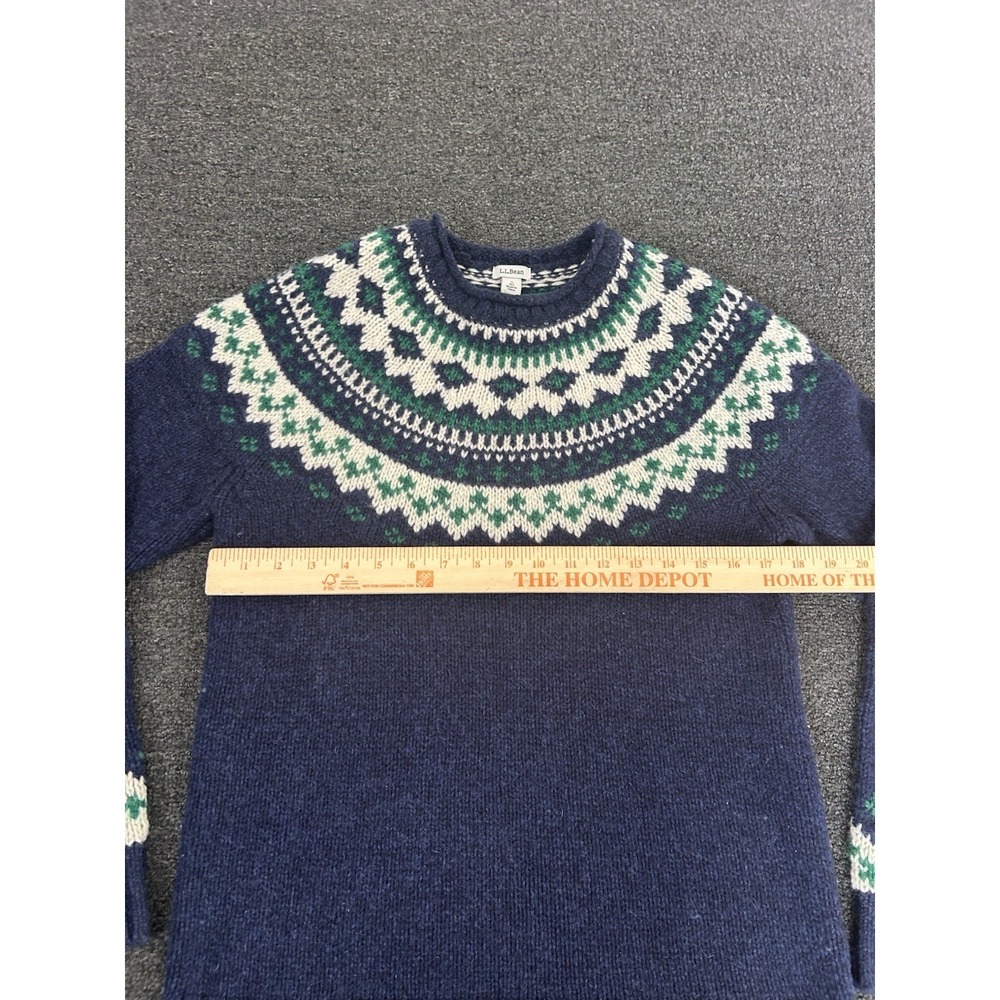 LL Bean Lambswool Fair Isle Sweater Navy Womens Small Pullover Crewneck Nordic - Picture 5 of 8